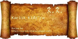 Karlik Klára névjegykártya