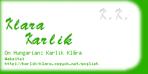 klara karlik business card